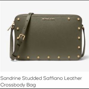 Sandrine Studded Saffiano Leather Crossbody Bag